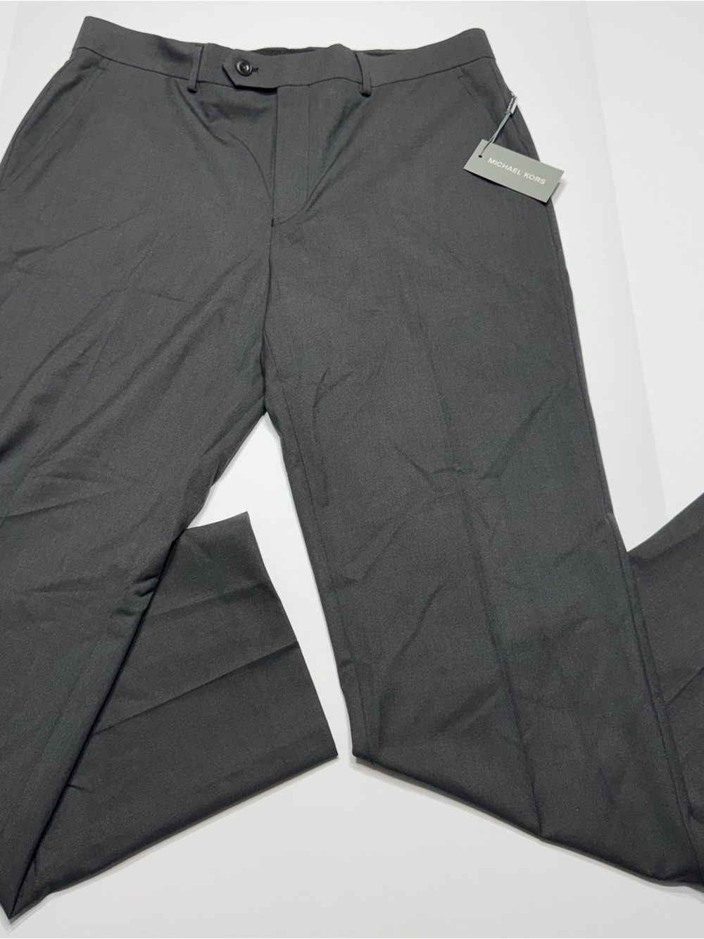 Michael Kors Men's Dark Gray Flat-Front Dress Pants